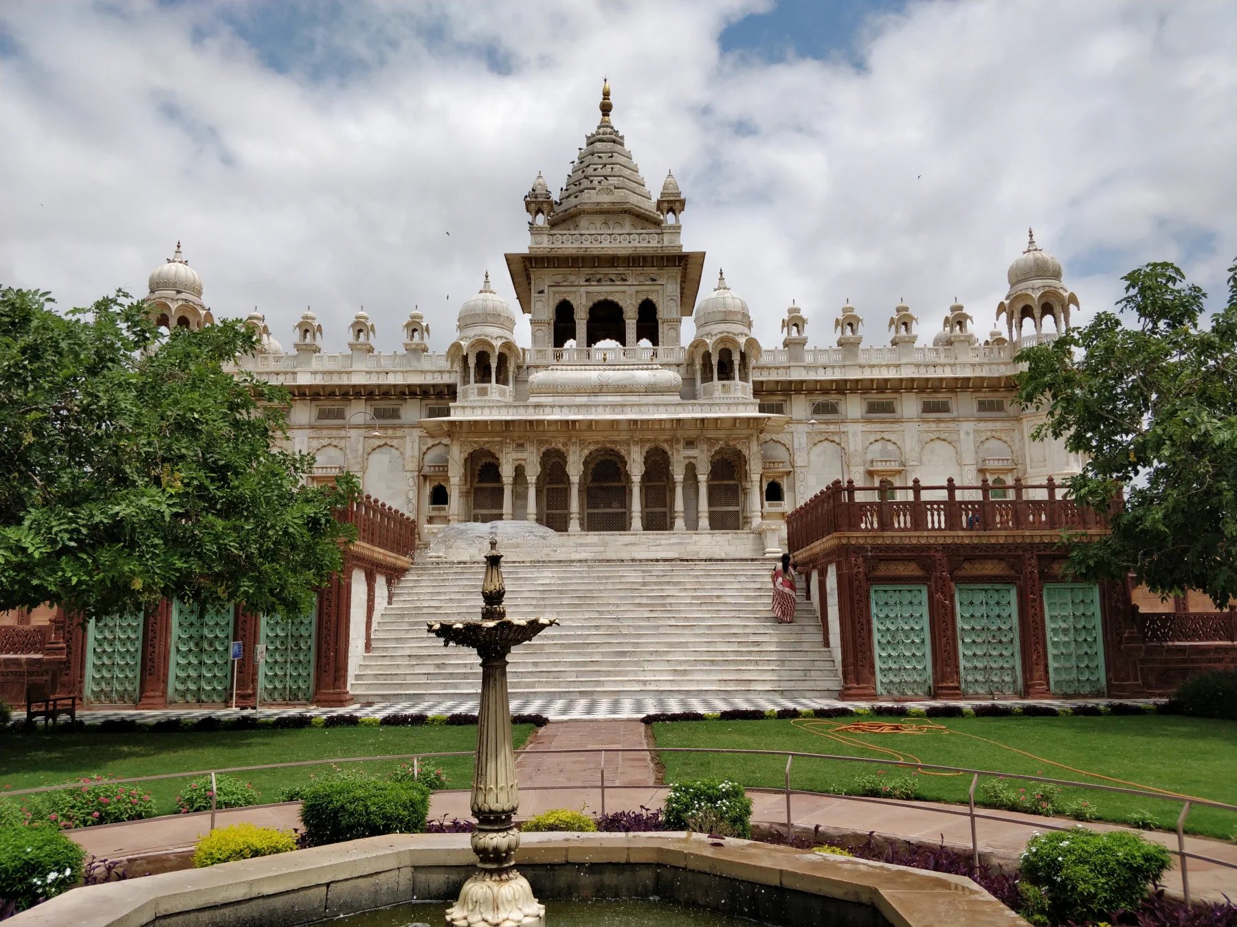 White marble Jaswant Thada memorial and surrounding grounds
